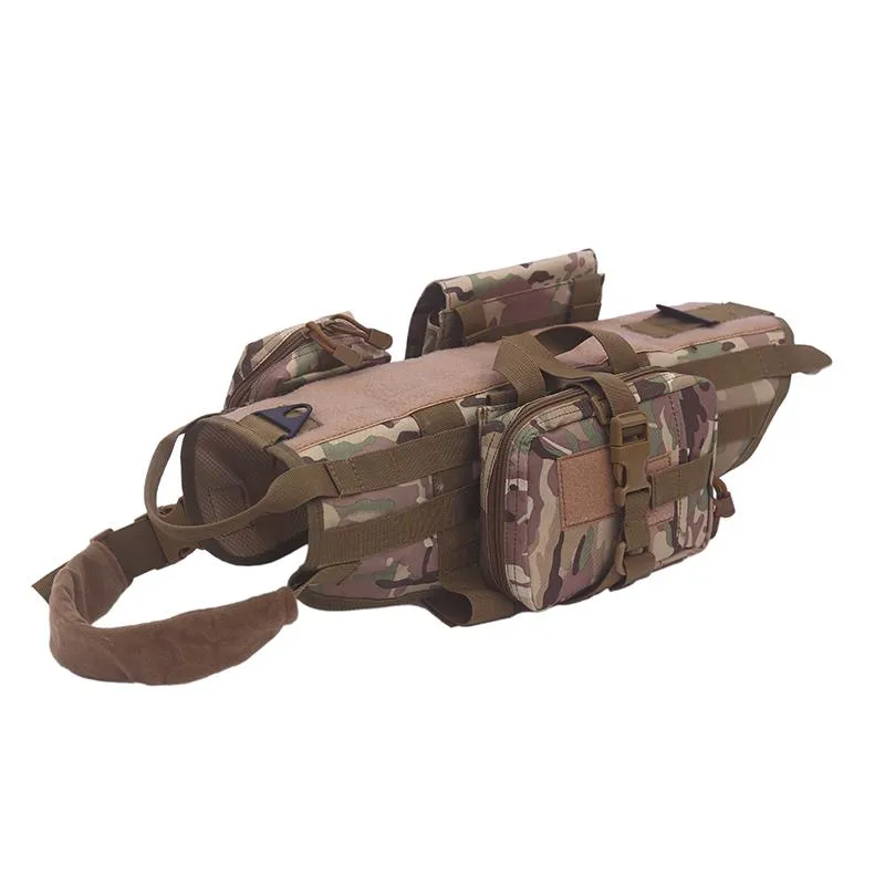Colliers de chien Laisses Harnais militaire Selle avec sac de poche Gilet de formation pour animaux de compagnie Collier souple Accessoires réglables pour petit Medid238K