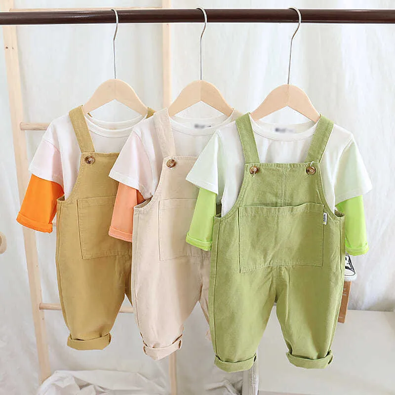 Overall Boys and Girls Korean Suspenders Spring en Autumn Loose Jumpsuit Baby Casual Open Pants P4047 220909