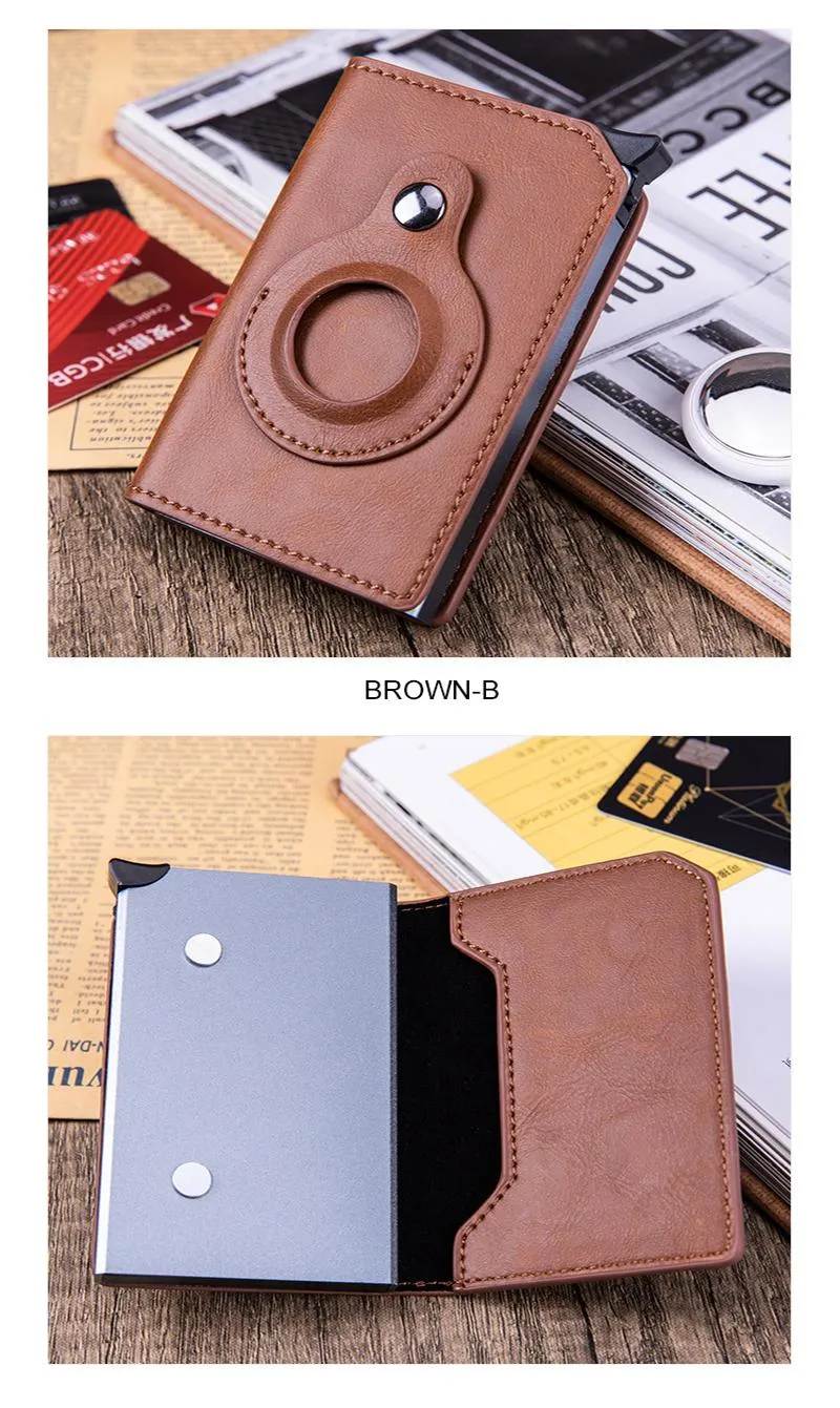 Kaarthouders Smart Air Tag Wallet RFID-houder anti-lost beschermende cover multifunctioneel mannen leer met geldclips169L