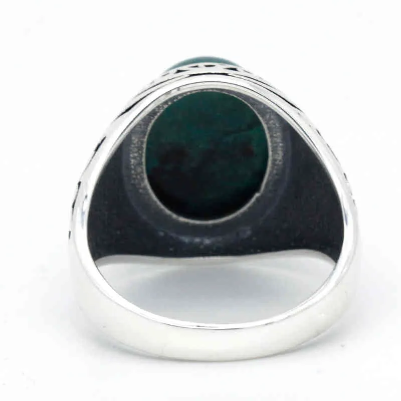 925 Sterling Męskie Naturalne Phoenix Stone Rock Wedding / Party Fine Thai Srebrny Turecki Biżuteria Kobiet Ring