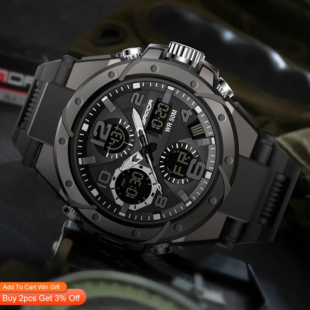 Men's Military Sports Watches 5ATM Waterproof Quartz Watch Men S THOCK Male Clock280I