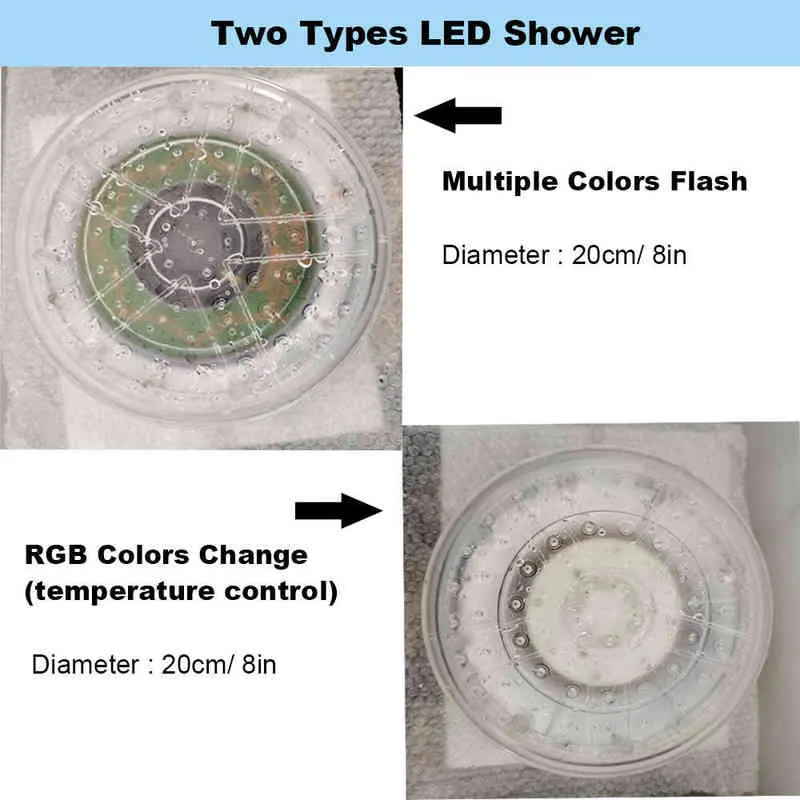 ZLOOG Üst Yuvarlak LED Yağış Duş Başlığı Otomatik Olarak RGB Renk Değişen Sıcaklık Sensörü Duş Başlığı Tavan Tavan Monte Duş H1209