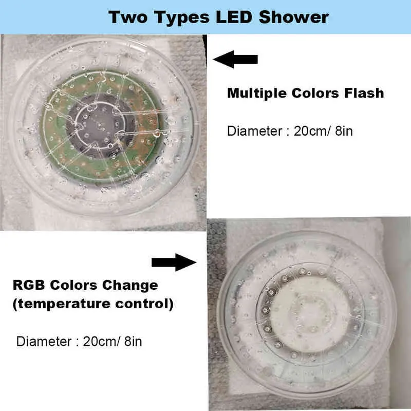 Zloog Top Round LED Cabeça de chuveiro de chuva de chuva automática RGB RGB Color-Changing Temperatura Sensor Chuveiro Teto Montado Chuveiro H1209