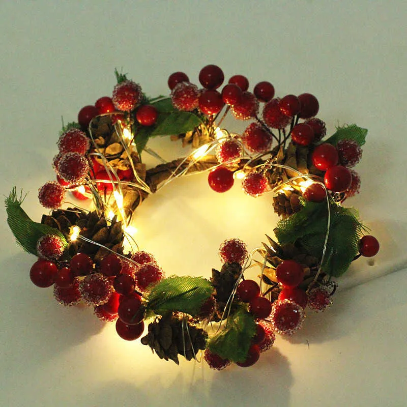 クリスマス新製品爆発LEDの明るいクリスマスの花輪10cmの休日の装飾ドアぶら下がっている籐の窓のレイアウトY0901