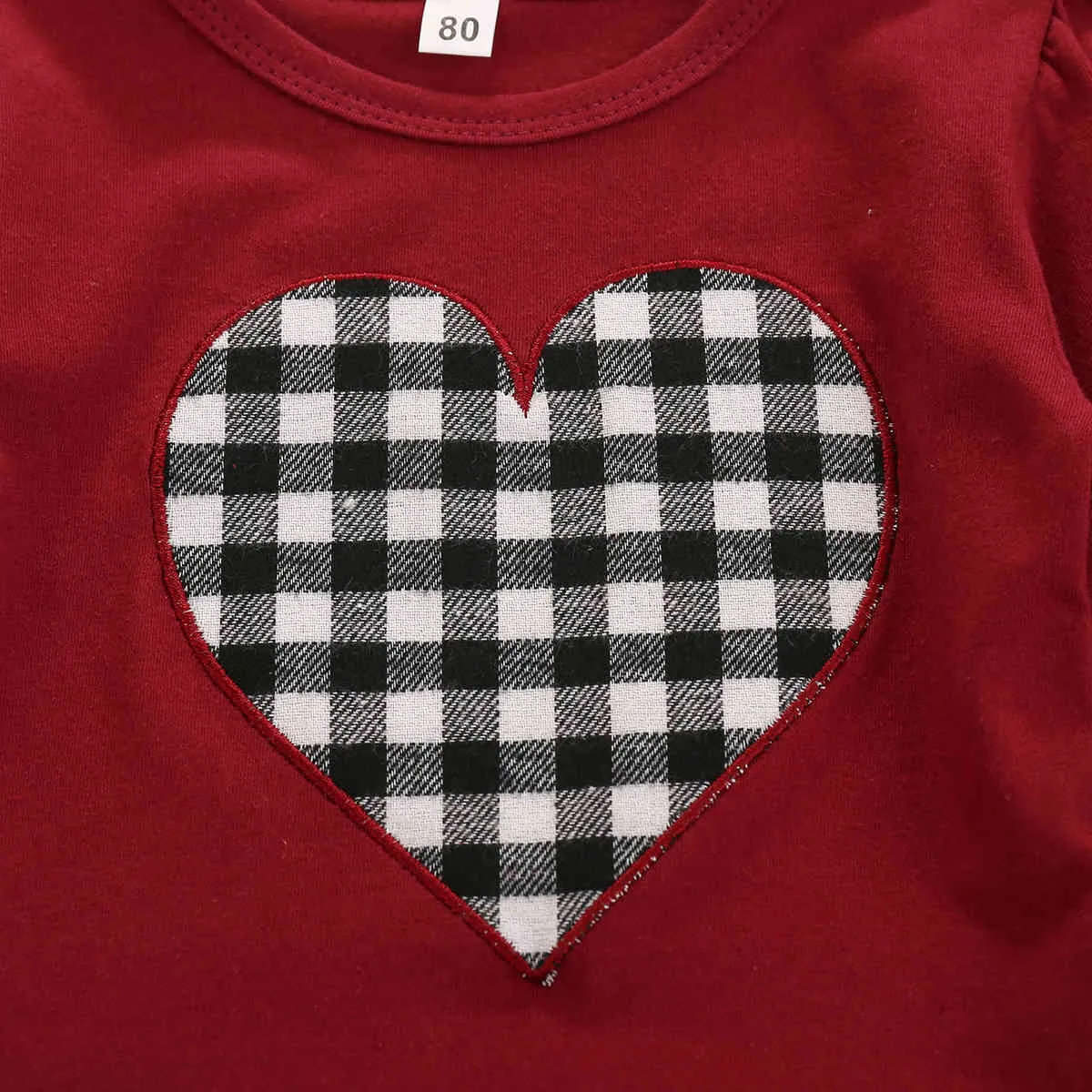 1-6Y Día de San Valentín Niñas Trajes Niño Niño Bebé Niña Corazón Ropa Camiseta Cuadros Flare Pantalones Niños Disfraces 210515