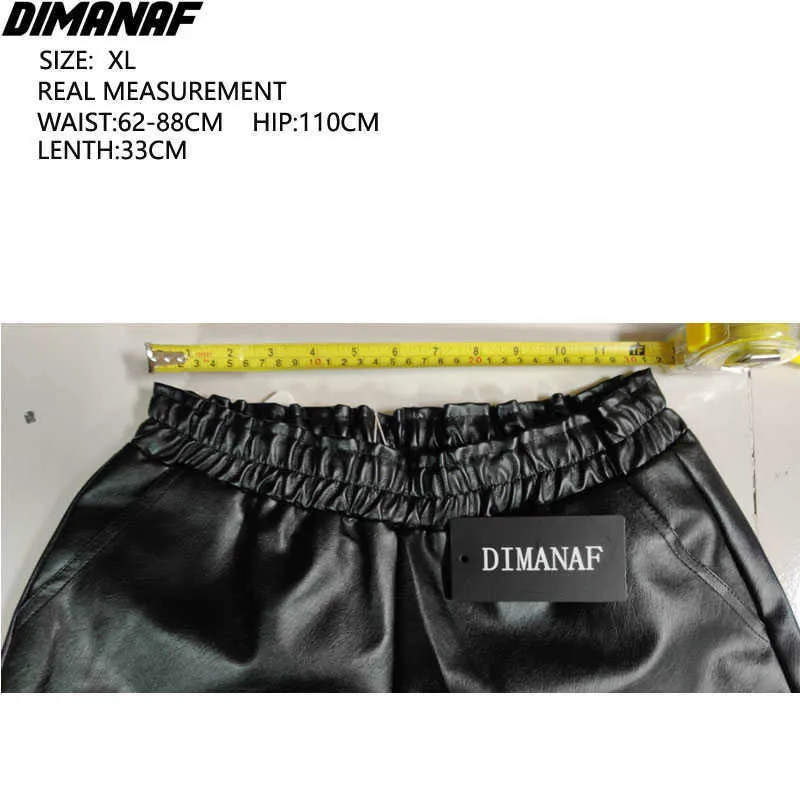 DIMANAF Plus Size Women Short Pant High Waist PU Leather Slacks Pants Summer Lady Solid Oversize Home Fashion Skirt 4XL 210719