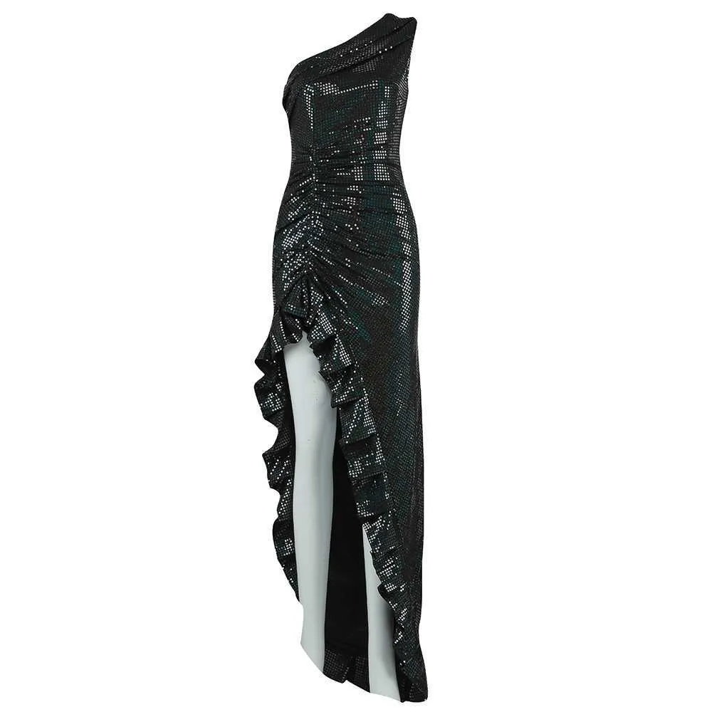 Ocstrade Sexy asymétrique sequin robe moulante arrivées femmes une épaule noir club soirée es 210527