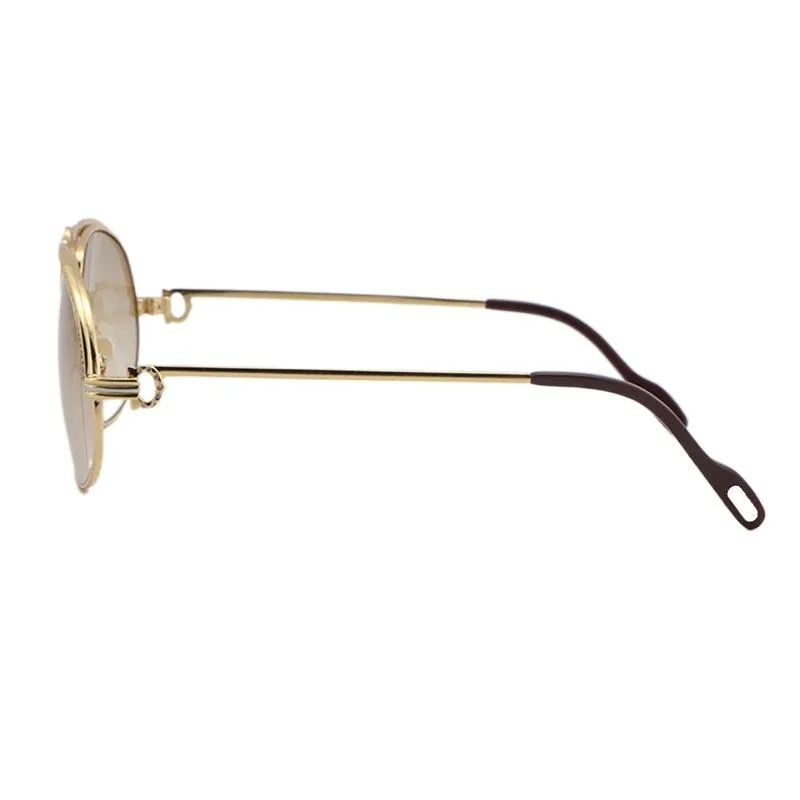 Vente entière de diamants hommes lunettes de soleil en métal 18 carats vintage femmes lunettes unisexe 1112613 plus petites grosses pierres C décoration pour D235j