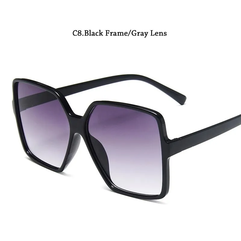 Quadratische Sonnenbrille Frauen große Rahmen Sonnenbrille Schwarze Mode -Gradient Female2817