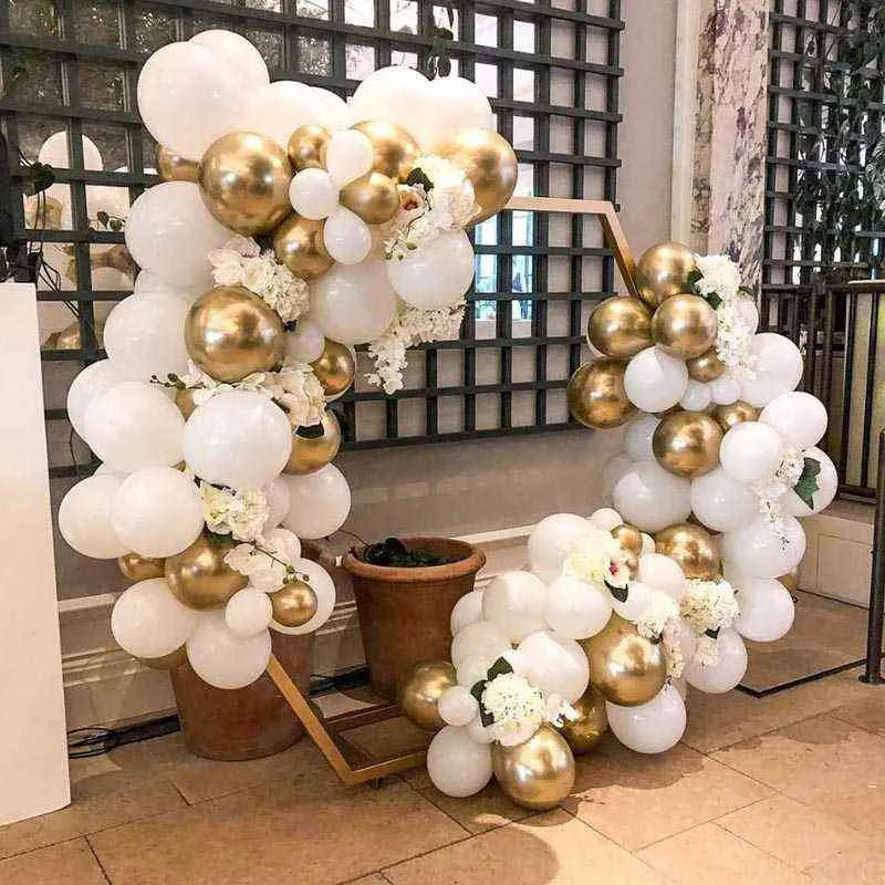 104 sztuk biały Giant Macaron Balloon Garland Arch Kit Ballons Ballons Bride Wedding Birthday Party Tło Pography Decor 211216