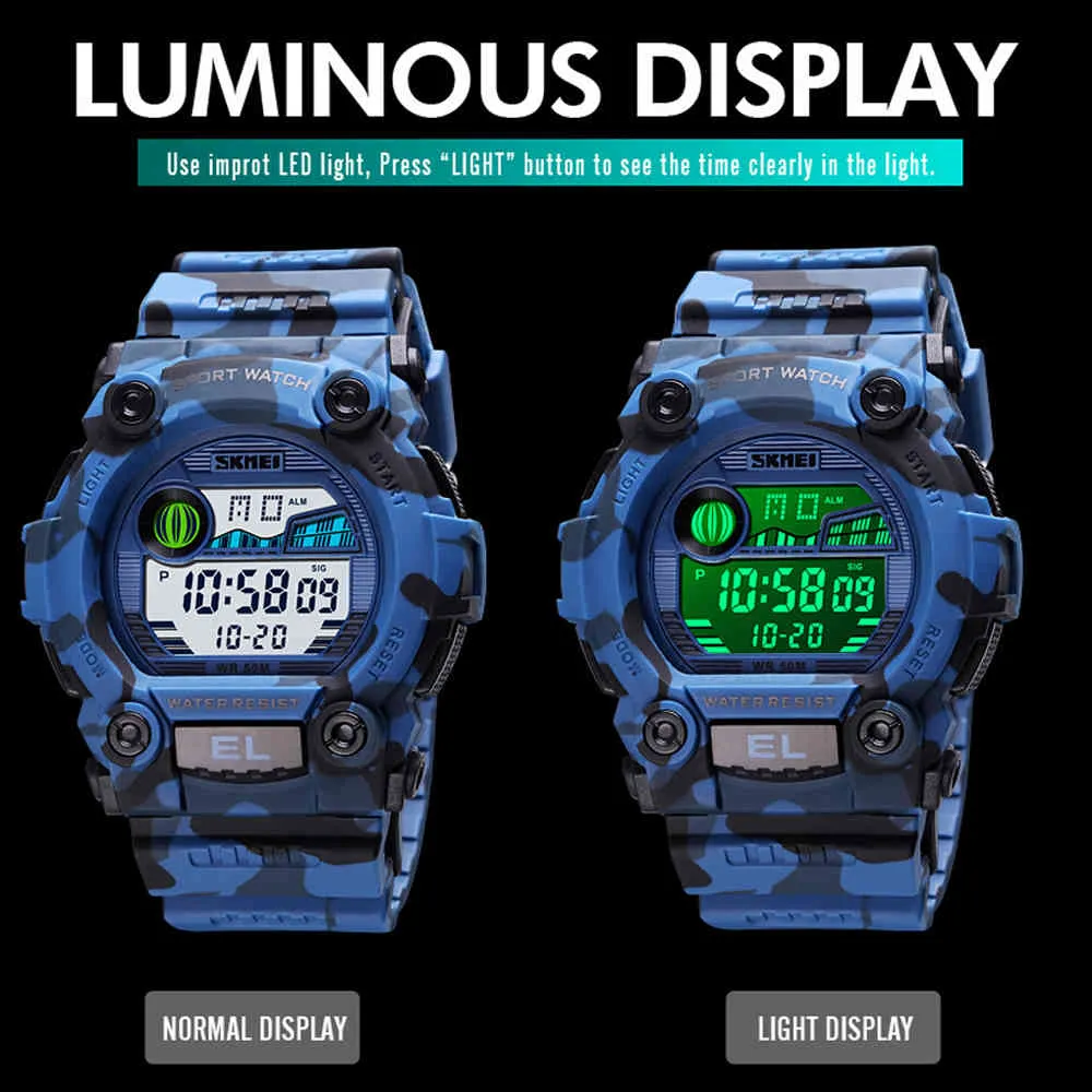 デジタルメンズウォッチSKMEIスポーツFitNeectronic Chronograph Clock LED Waterproof Male Wristwatch with Box Relogio Masculino 235V