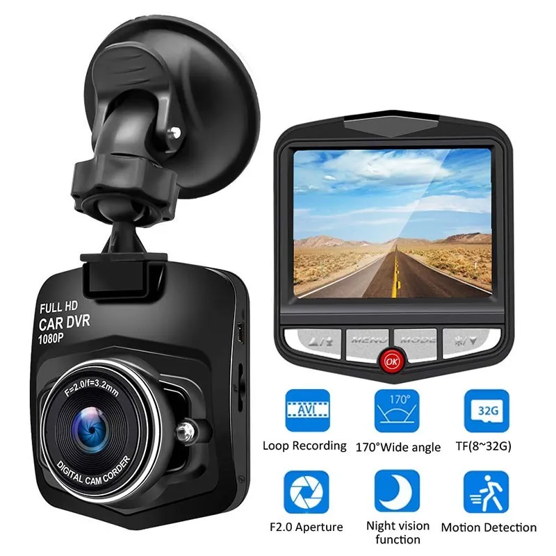 Samochód DVR 170 ° Szeroki kąt pełny 1080p Recorder Driving Car DVR Dash Camera Night Vision Loop Rejestracja ruchu DashCam Rejestrator