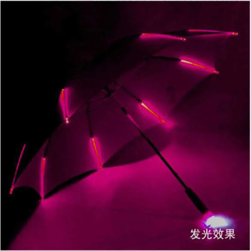 Parapluie cool avec LED et 8 nervures transparentes avec poignée de lampe de poche par H101568924048972922.