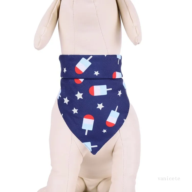 Jour de l'indépendance serviette de salive pour animaux de compagnie lavable foulard triangulaire bavoir bandana pour chat chien réglable vêtements pour chiens T2I51774
