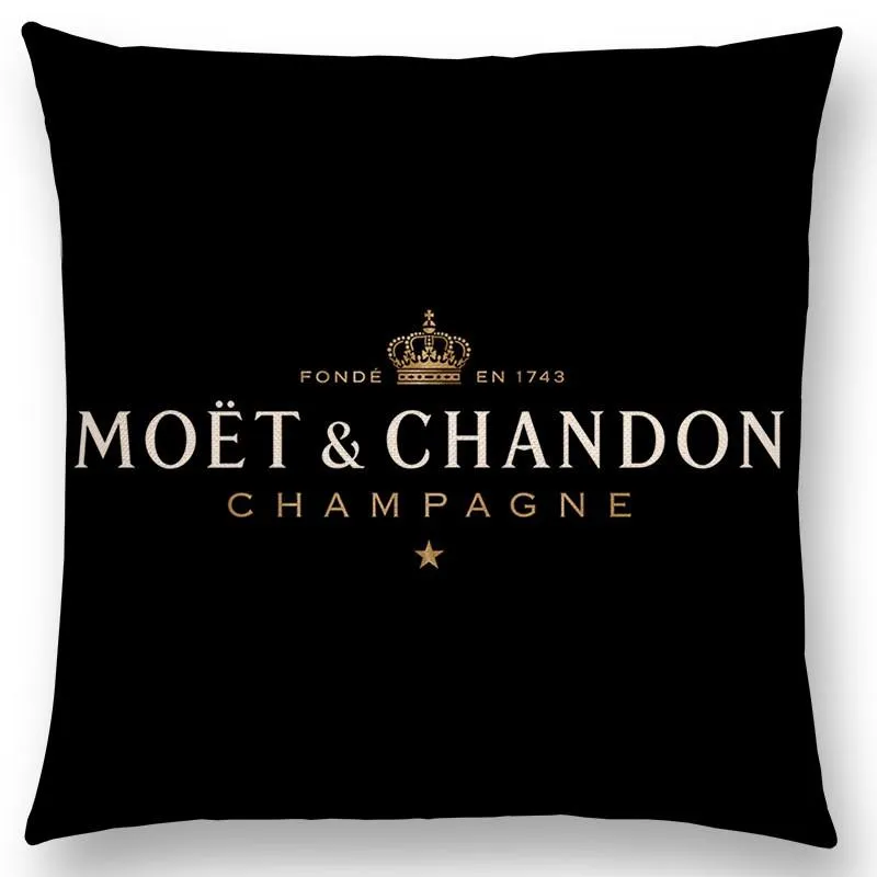 وسادة Case Moet Chandon Champagne Pillowcase Cushion تغطي 45x45cm أريكة زخرفة رسالة هدية طباعة غطاء الكتان لـ El Car1928