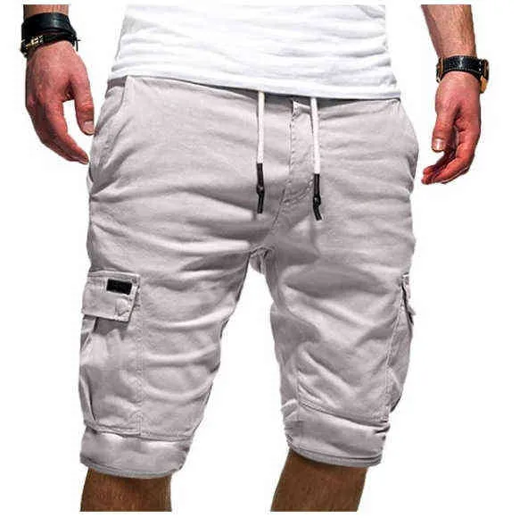 Verão Carga Shorts Homens Militar Tactical Flap Bolsos Bermudas Bermudas Solto Trabalho Casual Homens Curtos Green Fitness Calças Curtas H1210