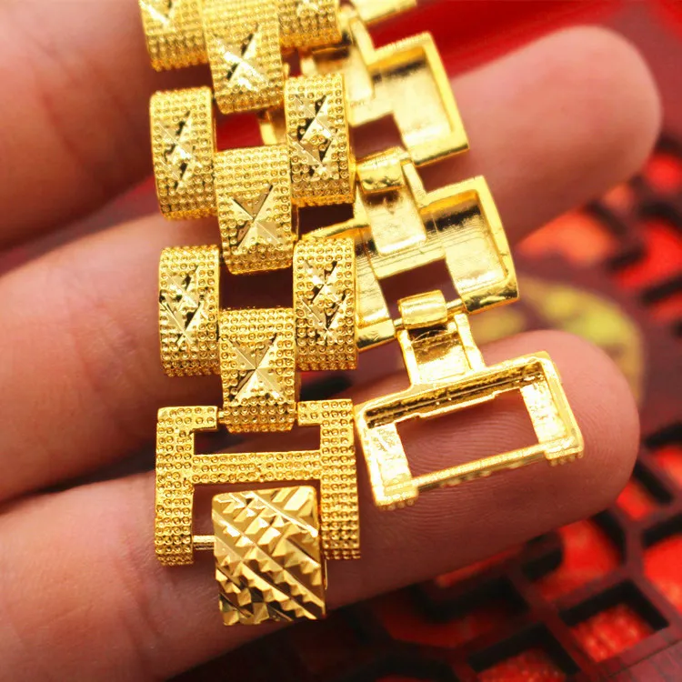 20CmTrendy Armband voor Vrouwen / Mannen 24K Gold Dubai Bangle Afrika Handketen Sieraden Gift Ethiopian / Arab