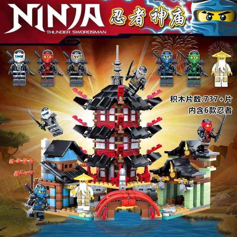 737 pièces bricolage Temple d'airjitzu Ninjagoes Version plus petite ensemble de blocs de construction Compatible avec Legoinglys jouet pour enfants briques H1103