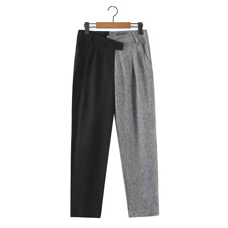 Puwd Slim Kvinnor Patchwork Låg midjabyxor Vår-Höst Mode Ladies Straight Female Casual No Deduction Trousers 210427