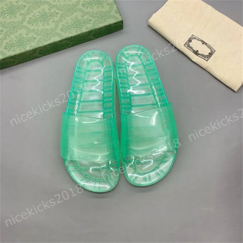 Hommes Femmes Pantoufle Laser Sandales D'été Plage Diapositives Pantoufles Populaires Dames Sandali Salle De Bains Bonbons Couleur Jelly Chaussures Classique Fluorescence Imprimer Fleur avec Boîte