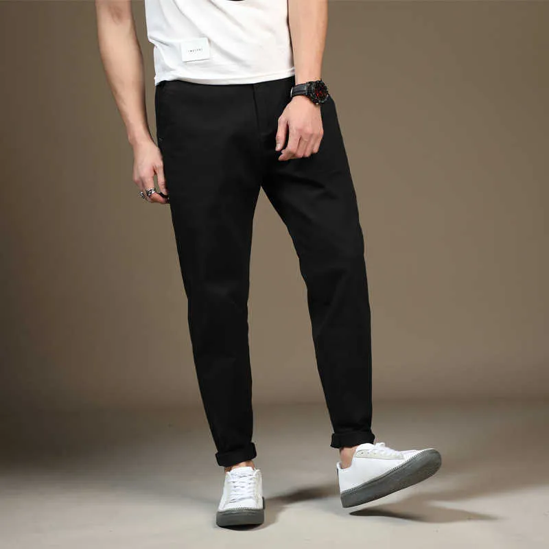 Gersri Nuovi modelli Pantaloni di qualità di fascia alta Jeans da uomo sottili Pantaloni casual quattro stagioni Tuta Nono pantaloni Pantaloni maschili taglie forti X0621