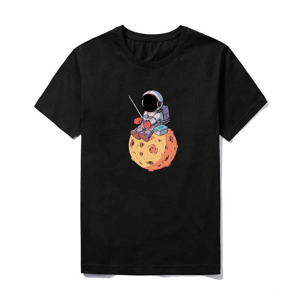 T-shirt d'été Hommes Dessins Animés Drôles Astronaute Imprimer À Manches Courtes T-Shirts Décontractés Hommes Anime Harajuku Streetwear Top T-shirts 210603