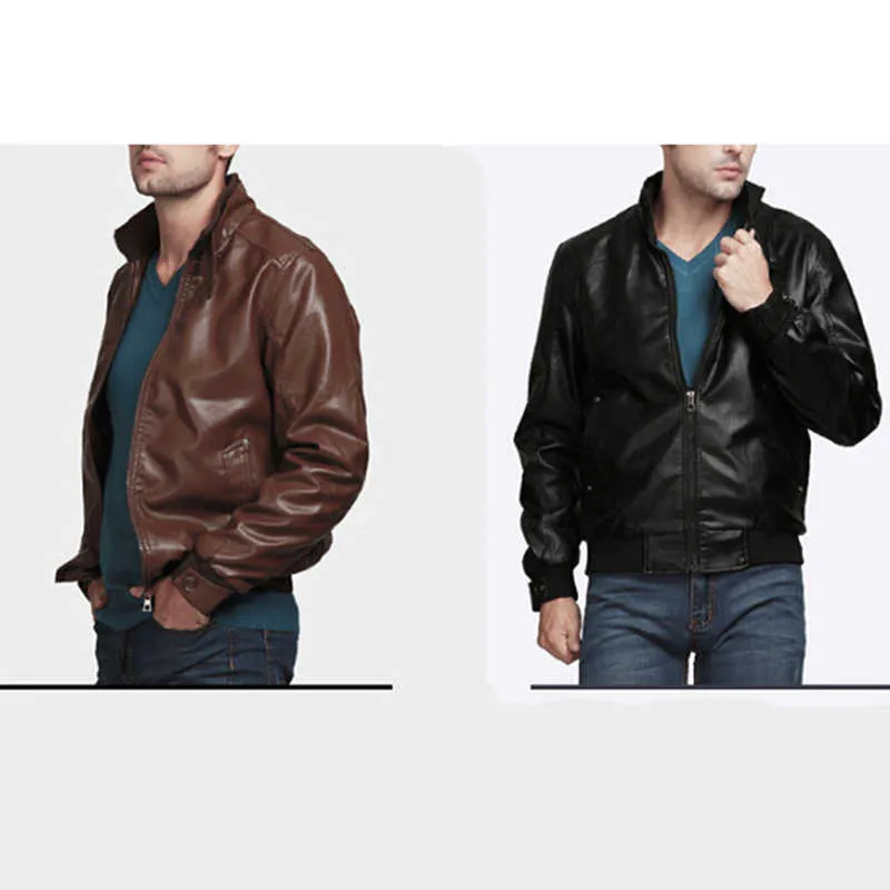Chaquetas de cuero para hombre, chaqueta para hombre, motocicleta clásica de alta calidad, vaquero, abrigos gruesos para hombre, S-2XL 210811