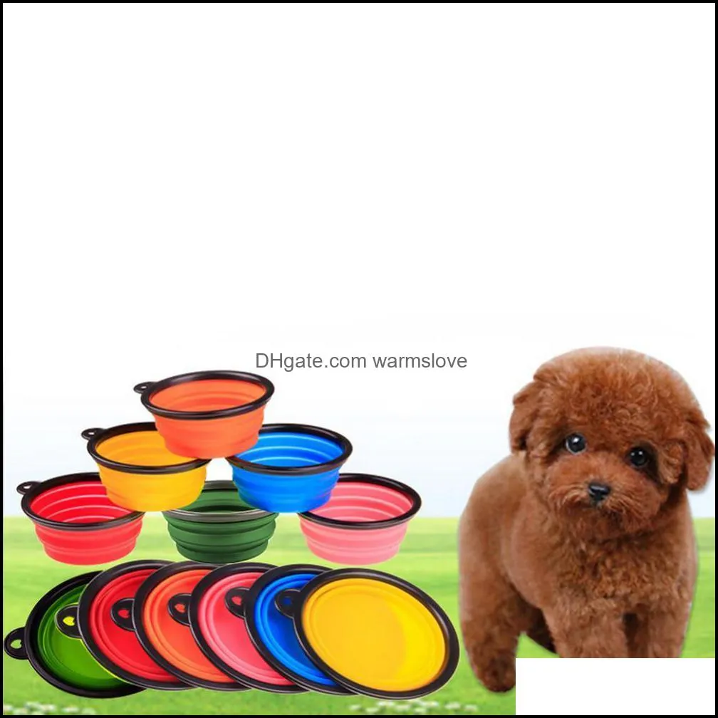 Pet Silica Gel Bowl Dog Cat Collapsible Silicone Dow Bowl Candy Color Outdoor Travel Portable Puppy Food Container Feeder Dish