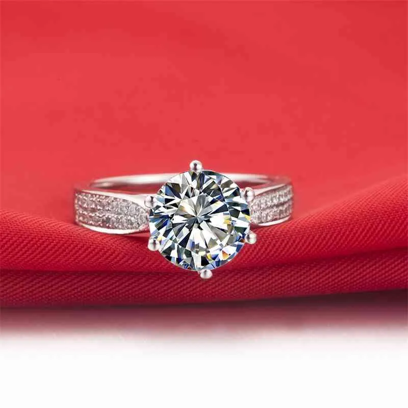 Brilliant 1CT Test Real Moissanite Diamond Engagement Ring Solid 18k White Gold Wedding Anniversary Ring282w