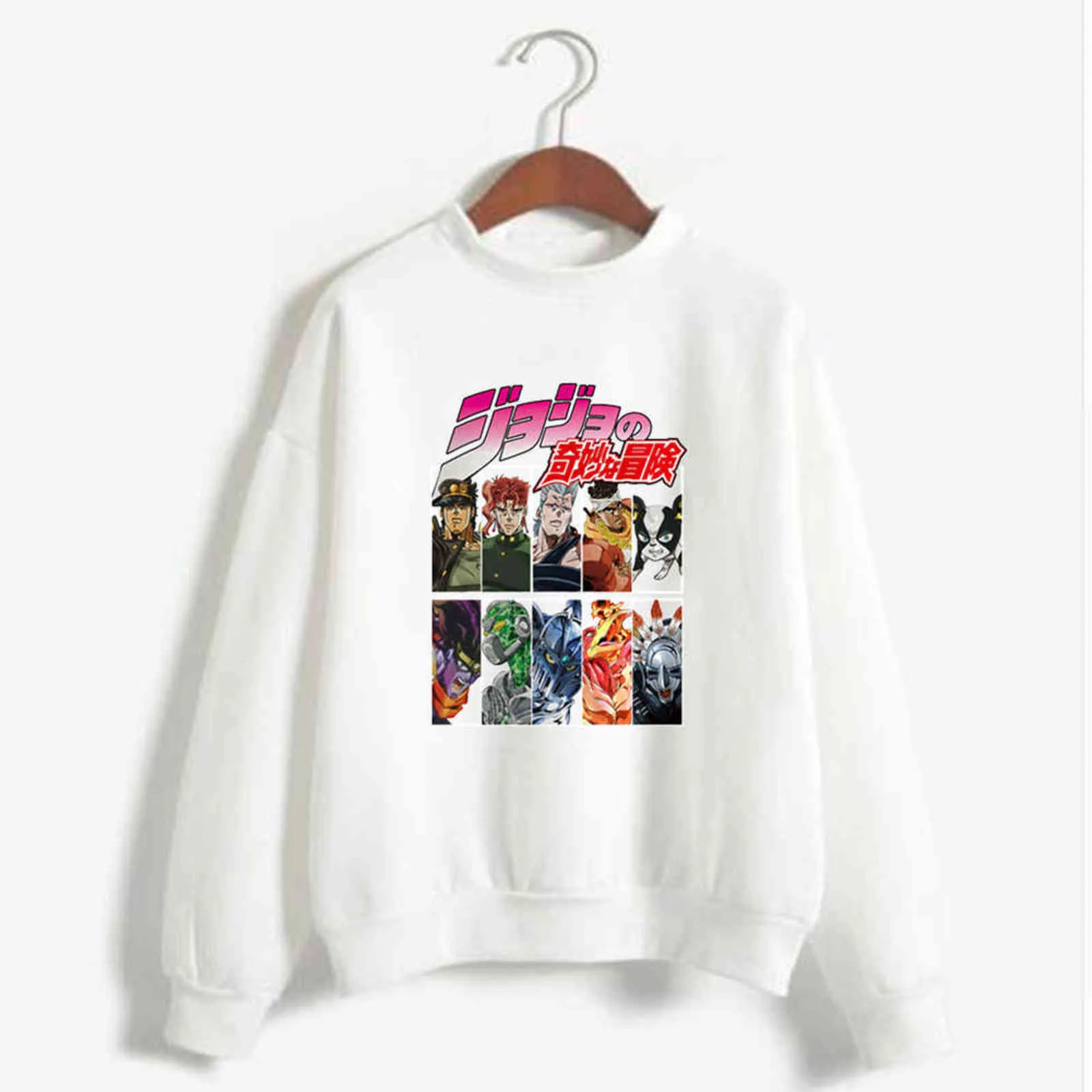 2020 JoJo Anime Manga Sweat Shirt Rolle Druck Cartoon Schöne Lose Hoodie Männer Baumwolle Sweatshirt Y1121