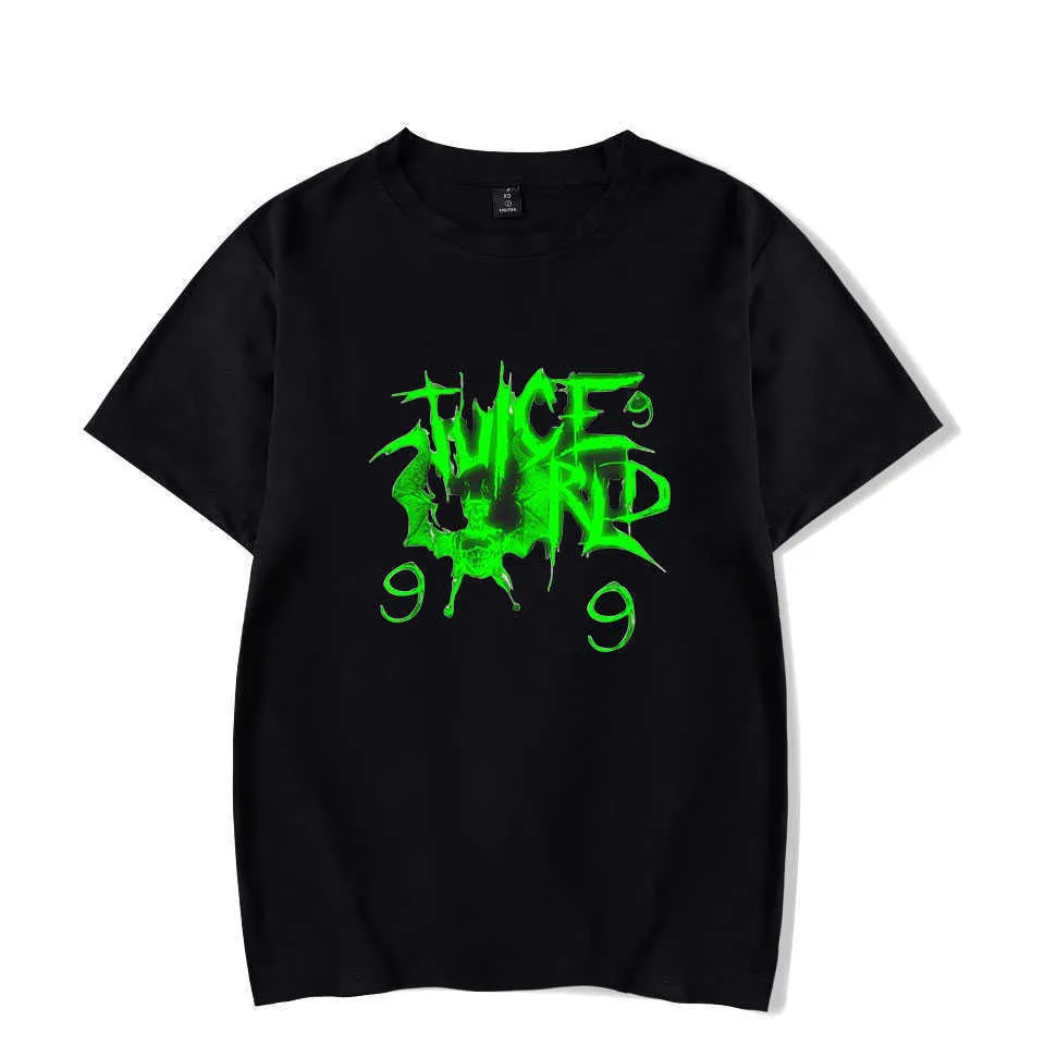 ジュースwrld tシャツ男性女性夏動向レタープリントセノリタポップヒップホップハンサムシンガーグレーキッズTシャツ210721