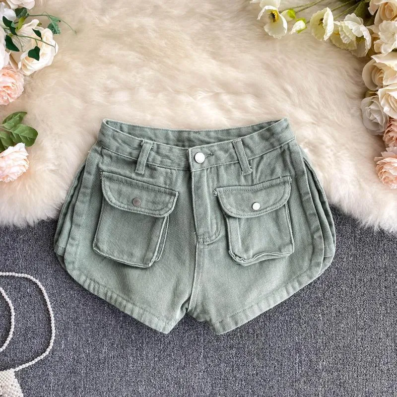 Printemps été femmes taille haute Vintage Denim Shorts Sexy femme jambe large fendu noir jean 210430