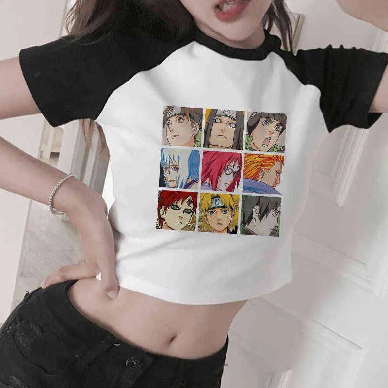 2021 Hot Anime Akatsuki Kakashi T Shirt Femme Kawaii Summer Tops Graphic Tees Harajuku Tshirt Femme Casual Tees Cool T-Shirt G220228