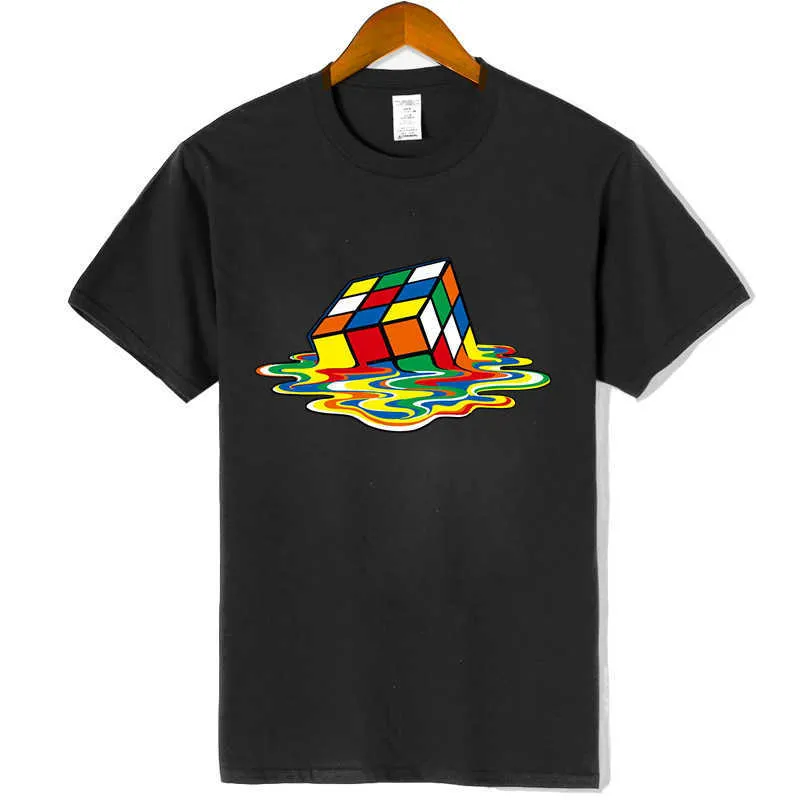 Neue Männer Casual Hohe Qualität 100% Baumwolle Kurzarm T-Shirt Magisches Quadrat Druck Oansatz T-shirt Lässige Hip Hop T-shirt für männer Y0809