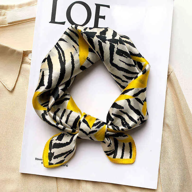 2022 Natural Silk Square Scarf Women Small Neck Hairband Foulard Bandana Hair Scarves Female Summer New Neckerchief Y220228