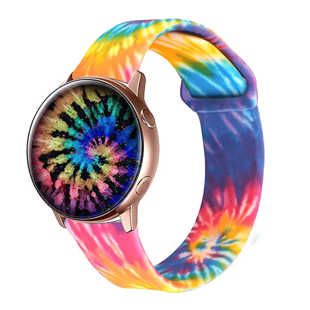 22 мм 20 мм Силиконовый ремешок для Samsung Galaxy Watch Active 2 40 мм 42 мм Gear S2 Amazfit браслет женщины печатание спортивные часы