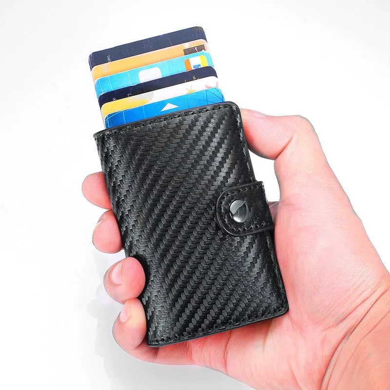 Kart sahipleri rfid sahibi kasa erkekler karbon fiber metal akıllı minimalist cüzdan deri iş bankası kart sahibi 2021 nederlands2444