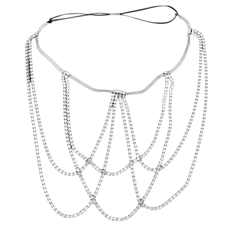 Gürtel Frauen sexy Strassmulti -Schichten Beinkette Metall elastischer Oberschenkelgürtel Strumpfband Körperschmuck für Clubparty Strand Accessoire2629