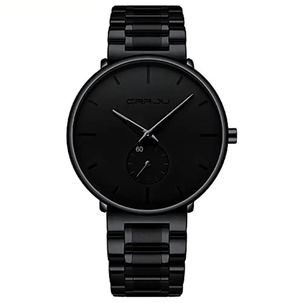 Orologi da uomo Orologio da polso ultrasottile minimalista impermeabile alla moda uomo Abito unisex con cinturino in acciaio inossidabile - Lancette nere304h