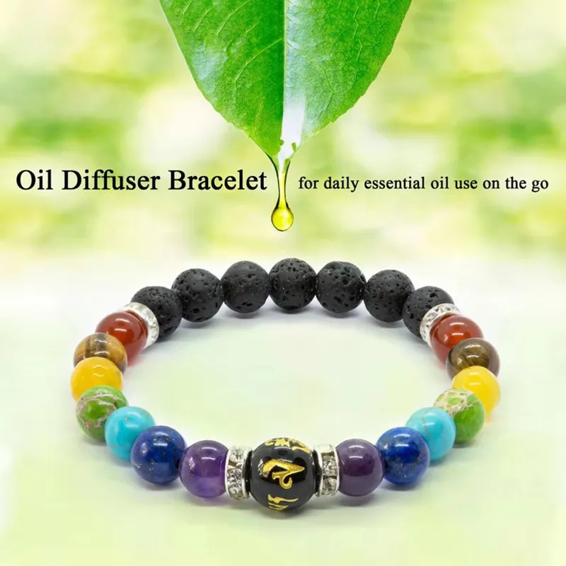 7 Chakra Bracelet avec Signification Cardfor Hommes Femmes Cristal Naturel Guérison Anxiété Bijoux Mandala Yoga Méditation Bracelets Cadeau