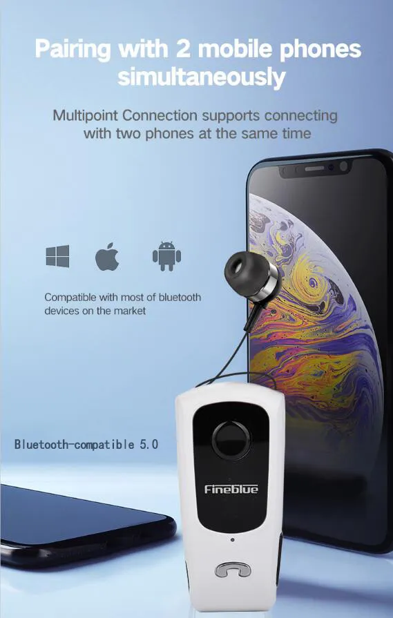 Fineblue F920 Pro BT50 Mini Chamadas de fone de ouvido portátil Bluetooth sem fio, que lembram o esporte de vibração Running Earphone9564295
