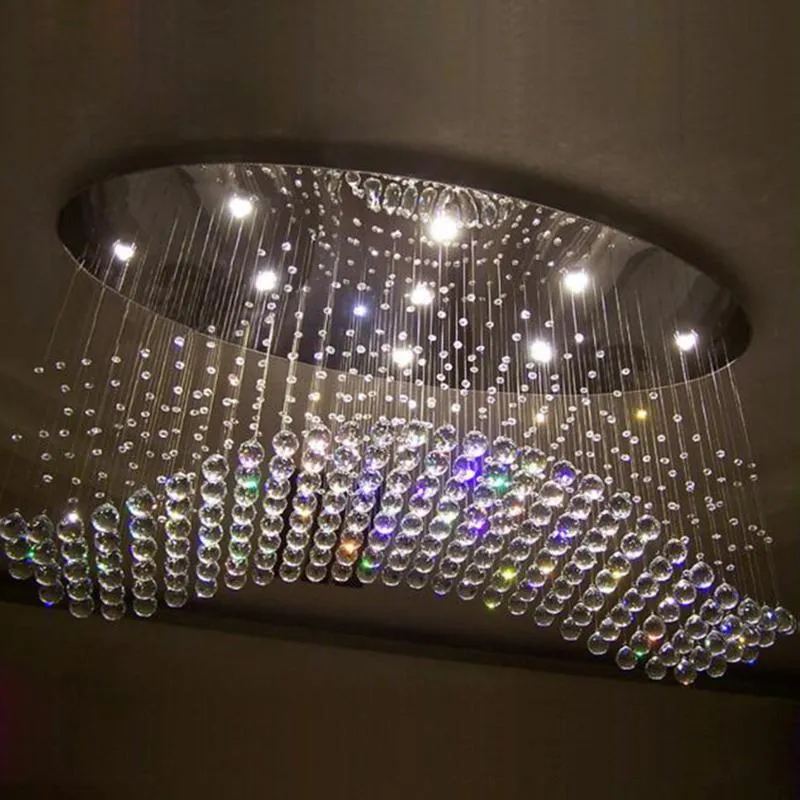 Żyrandole M Nice Design D 100% owalna lampa fali krystalicznej LUDE LED HOME L800 W200 mm Nowoczesne oświetlenie171l