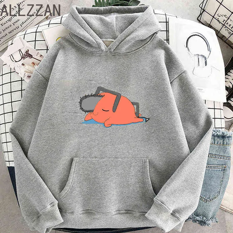 Kawaii Hot Japanese Anime Pochita Motorsåg Man Tröjor Män Harajuku Rolig Tecknad Grafisk Hoody Hip Hop Toppar Sweatshirts Man Y1121