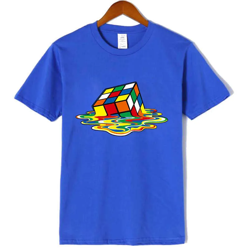 Neue Männer Casual Hohe Qualität 100% Baumwolle Kurzarm T-Shirt Magisches Quadrat Druck Oansatz T-shirt Lässige Hip Hop T-shirt für männer Y0809