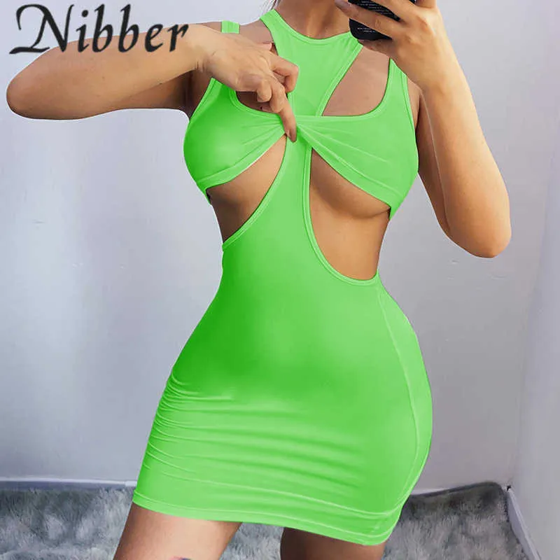 Nibber Y2k colore puro sexy cut-out 2 mini abito in due pezzi set donna estate senza maniche fasciatura abiti aderenti party clubwear Y0823