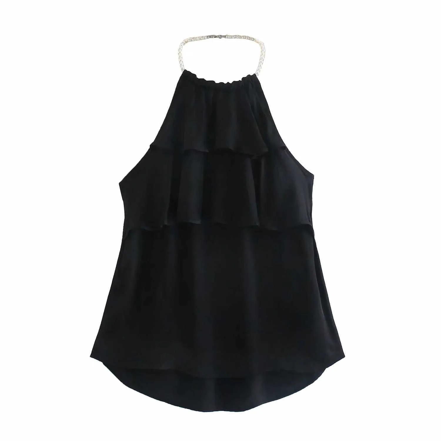 Za vrouwen mode sexy bijgesneden effen kleur gebreide blouses vintage backless vrouwelijke shirts cross necked vest hals tops 210602