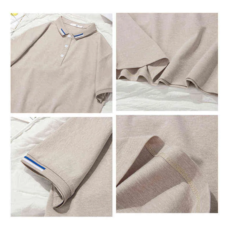 Browon Marka Yaz 2021 Yeni Mens T Gömlek Casual Slim Fit Tshirt Kısa Kollu Turn-down Yaka Pamuk Tişört Erkekler Giysileri H1218