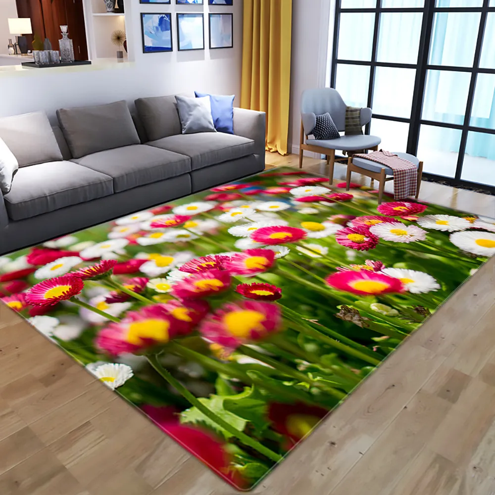 2021 3D Fleurs Impression de tapis Chaude enfant Chauffage pour enfants Chauffage de jeu Halway Floor Mat à la maison Décor de grands tapis pour le salon4978441
