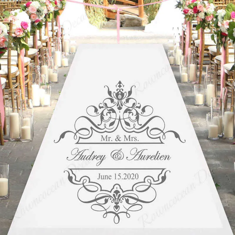 パーソナライズされた花嫁の新郎の名前と日付の結婚式のダンスフロアデカールウェディングパーティー装飾センターオブフロアステッカー4496 x07034280348