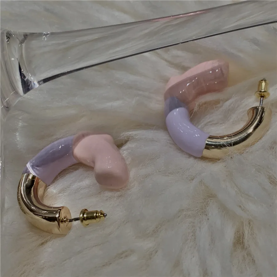 Sunnei Sol Color Rubber Two-Color Earrings Ins Niche Ear Cuff Candy Romantic Couple Street Wild Jewelry Accessories2285